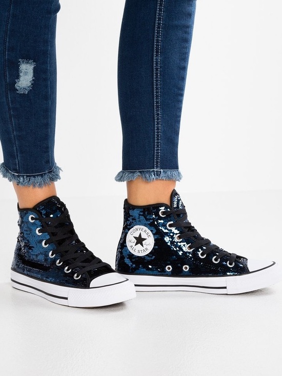 Converse Shoes - Converse Chuck Taylor All Star High Top Women's Shoes Sequin Blue /Black Dance 8
